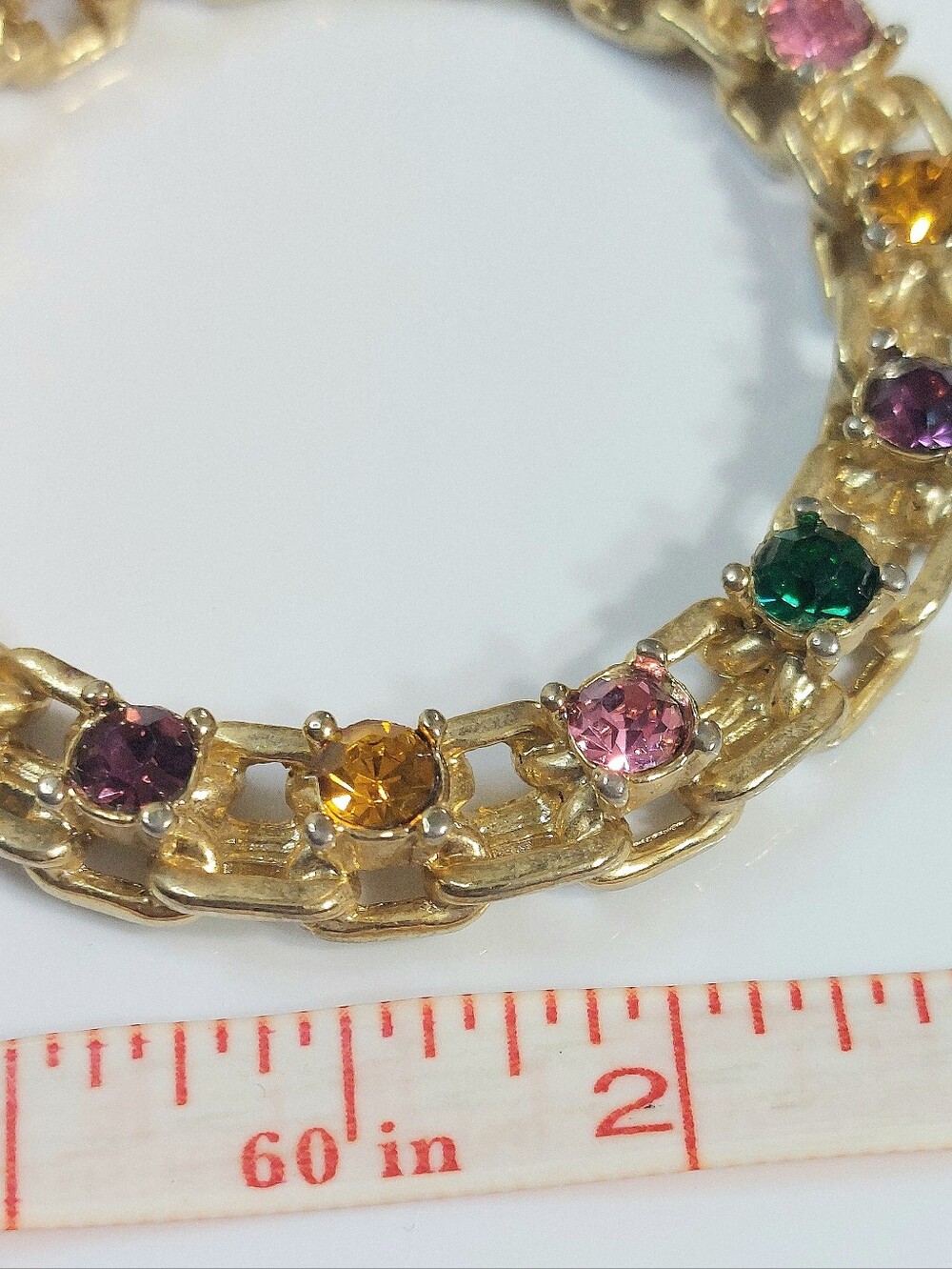 Vintage Gold Multicolor Gemstone Circle Pendant - Women Jewelry - Picture 5 of 6